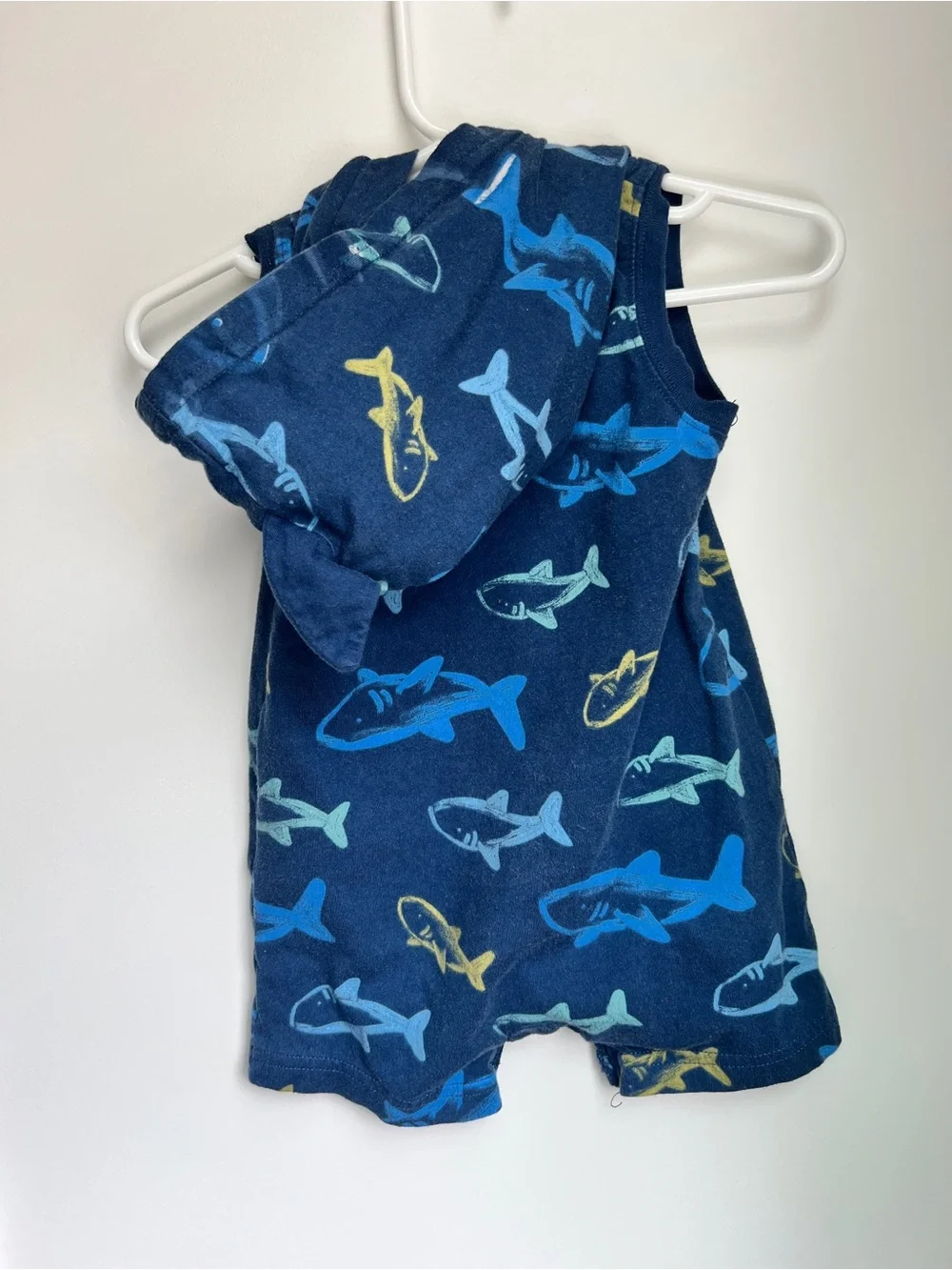 Carter’s Shark Hooded Romper | 6 Months Sleeveless Summer One Piece